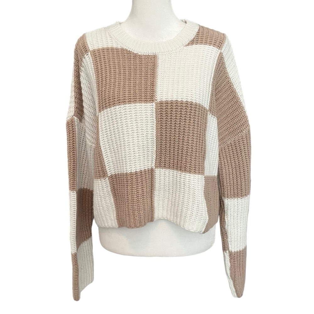 Moon & Madison Knit Sweater Size Medium Cream & Mauve